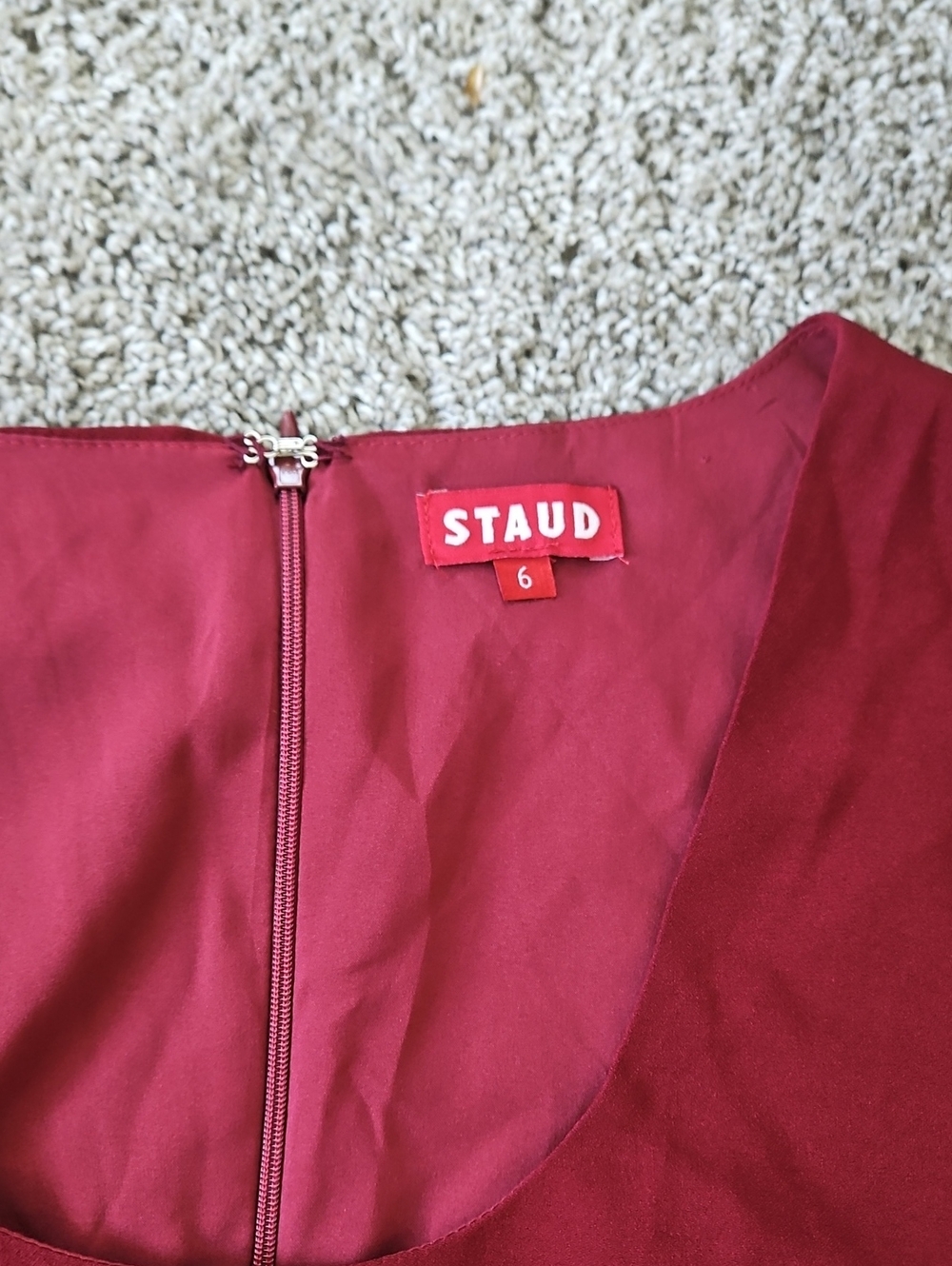Nwt STAUD Burgundy Long-Sleeve Bow Maxi Dress 6 - Picture 5 of 15